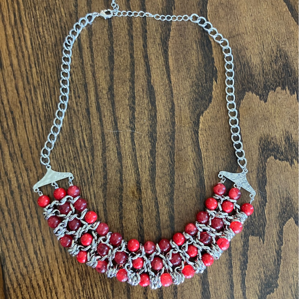 Elegant Charming Charlie Red Beaded Necklace
